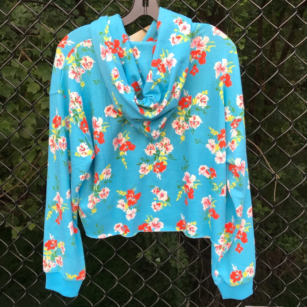 NWT 5 Star Levi’s Swim Blue Floral Crop Hoodie - Picture 4 of 6